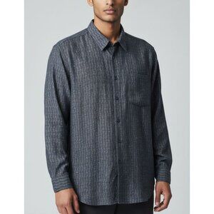 Riscatto Mens Long-Sleeve Button-Down Shirt Size L Woven Textured Pattern Blue
